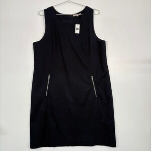 NWT Gap Women Sheath Dress XL Tall Navy Blue Olga Zipper Pockets Sleeveless
